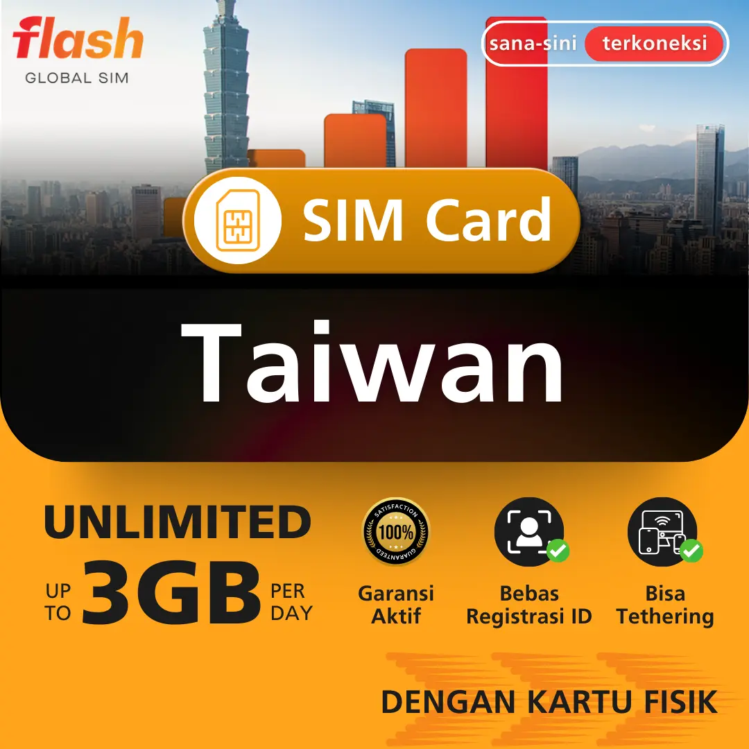Flash SIM Card Taiwan Unlimited Data (Kartu Perdana Taiwan, Simcard Taipei)