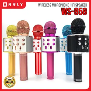 ERRLY Mic Bluetooth WS-858 WSTERNirkabel Mikrofon Karaoke Wireless Portable dengan Garansi Pengisian USB 5V 8 Jam Waktu Kerja dan Frekuensi 100Hz ke 10kHz