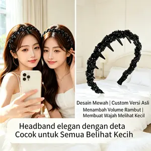 Bando Rambut Manik Elegan - Model Korea Simple Mewah Untuk Wanita, Cocok Semua Usia, Bahan Empuk Anti Pusing, Grip Kuat Tidak Geser, Manik Berkilau Tidak Mudah Hilang, Cocok Untuk Sehari-Hari, Kerja, Sekolah, Pesta, Kondangan & Acara Spesial
