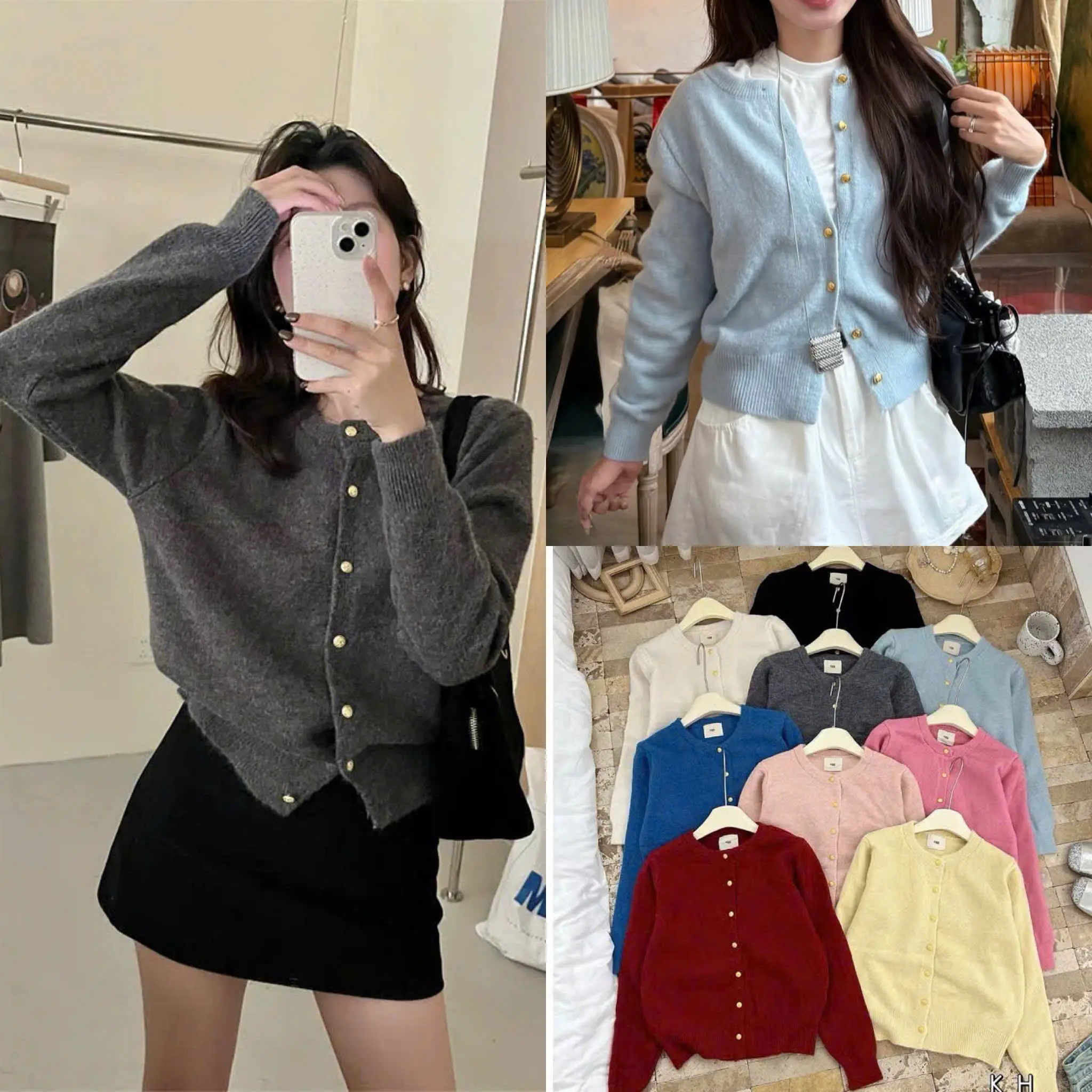 (XẢ KHO) Áo khoác len nữ cardigan cúc đồng chất len lông thỏ dầy mềm mịn SUMIISHOP mã AL28