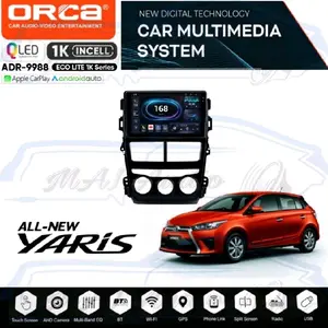 HEAD UNIT TAPE TV MOBIL ANDROID MERK ORCA SKELETON DHD UNTUK TOYOTA YARIS THN 2018 Up LAYAR 9 INCH