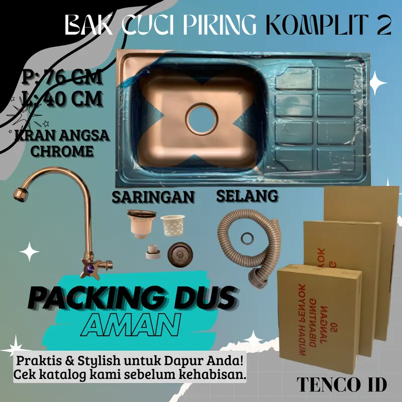 BAK CUCI PIRING UKURAN 76 CM TEBAL BAGUS ANTI KARAT STAINLESS KG-76 4