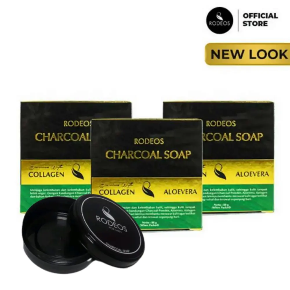Rodeos Men Paket 3 Charcoal Soap + Soap Case