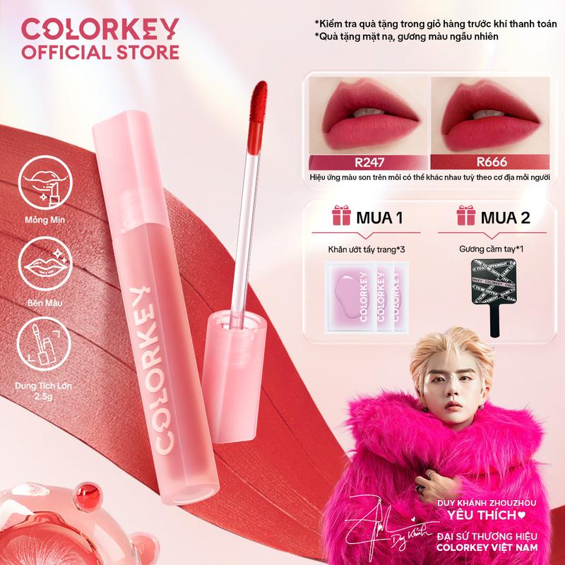 PHIÊN BẢN MỚI Son Kem Velvet COLORKEY Phiên Bản 2.5 Chất Son Mỏng Mịn Bền Màu Mềm Mượt Trên Môi 2.5g