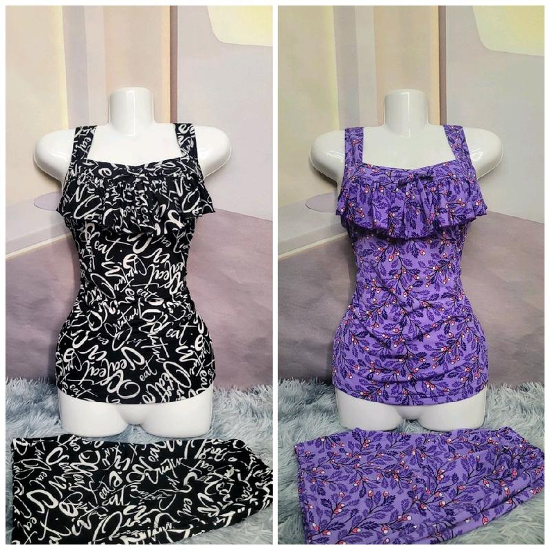 bộ ngủ dây bảng to 1 tầng bèo quần có túi thun aty tơ size 2345 đồ ngủ