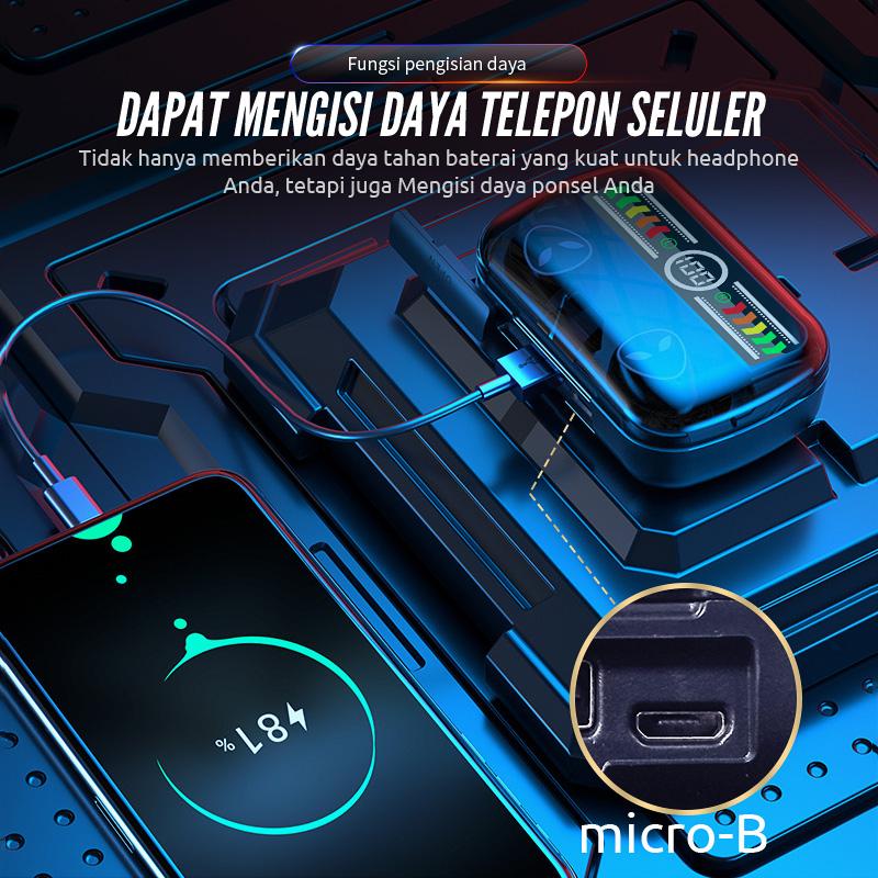 【BAGUS】TWS M20 Pro Wireless Earphone Bluetooth V5.3 TWS Gaming Headset Powerbank 3800mAh Nirkabel Tahan Air Hifi Suara Surround 360 Stereo Earbud Tampilan LED Display Headphone Dengan Mikrofon Panggilan HD Latensi Rendah 7