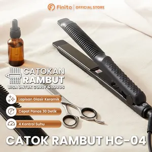 Catok Pelurus Rambut HC-04 Profesional Hair Straightener Temperatur Suhu Box Catokan Curly Meluruskan Sisir