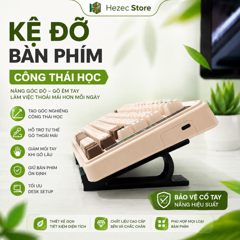Kệ đỡ bàn phím công thái học, sử dụng thoải mái nâng cao trải nghiệm, gọn nhẹ mang đi tiện lợi