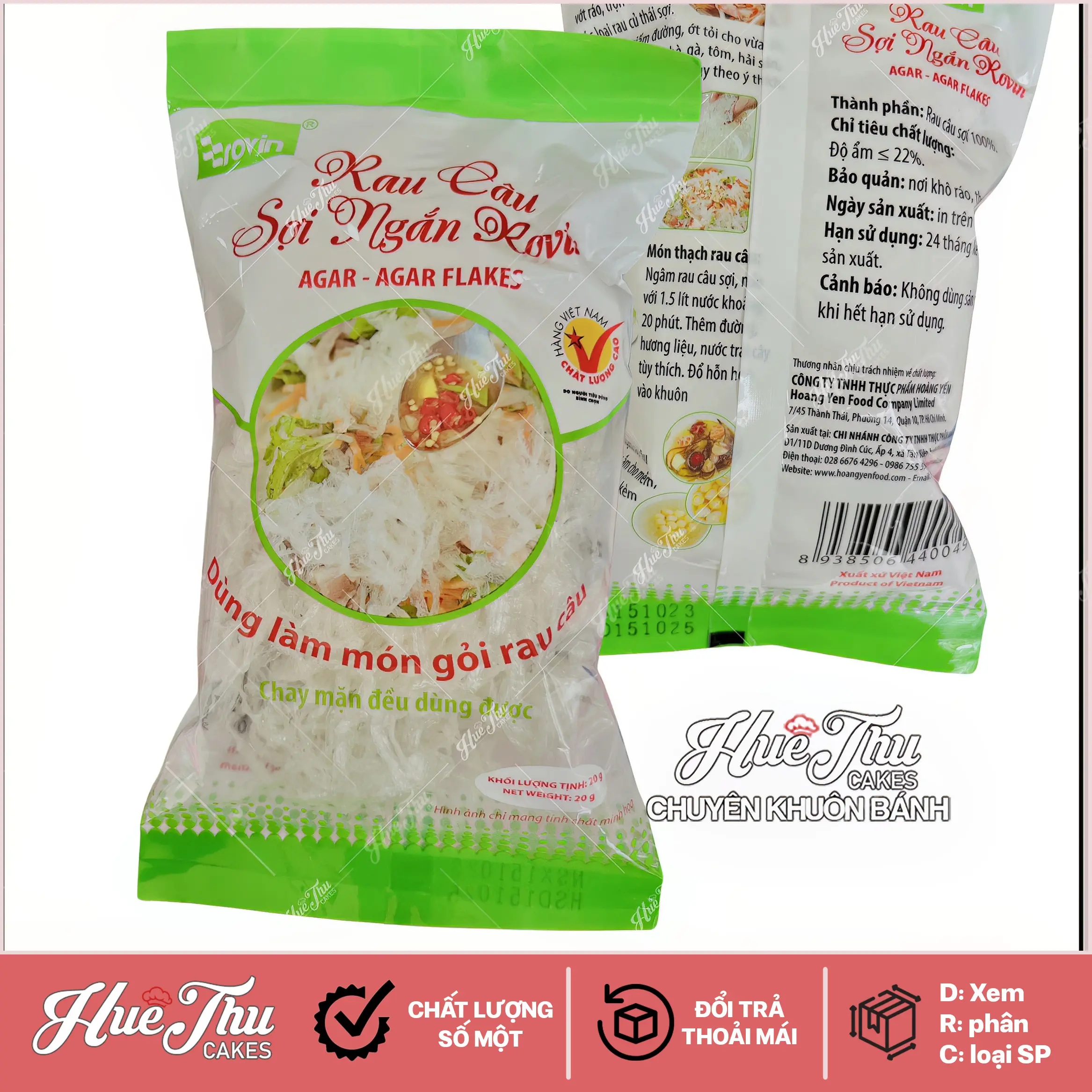 Rau câu sợi ngắn (Agar-Agar flakes) Rovin gói 20g