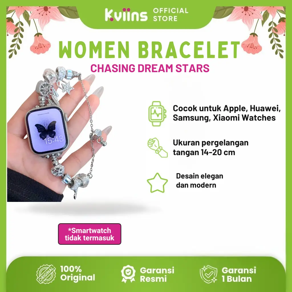 Kviins Strap Chasing Dream Stars tali jam tangan smartwatch Gelang Tali Jam Elegan iWatch Women's Watch Bands | Stylish Straps | _Rojofox_Watch Bracelet