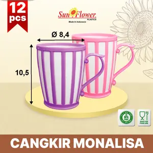 ( 12 pcs ) CANGKIR MONALISA Sunflower Plastik/Cangkir Plastik / Cangkir Minum