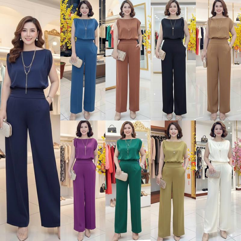  Đồ Bộ Trung Niên Vải Lụa Pháp HD186 Bộ Gồm Áo Và Quần ,vải mềm mịn  mát và dễ chịu 