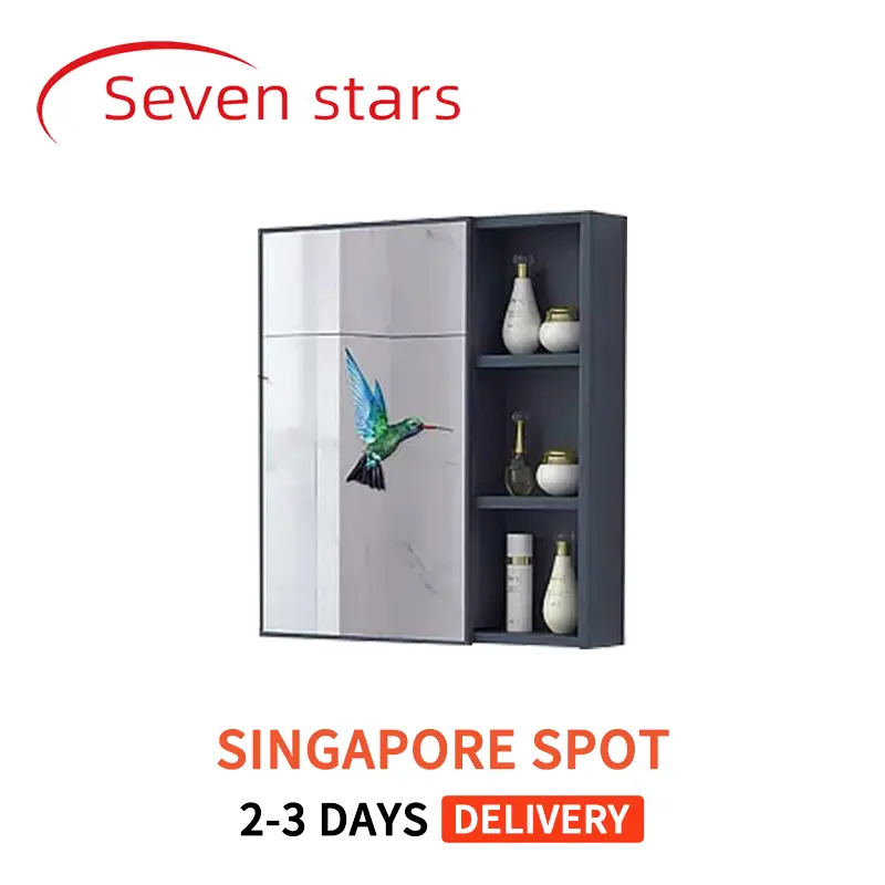 《2 Day Doorstep Delivery》Space Aluminum Bathroom Mirror Cabinet Bathroom Cabinet Combination Toilet Storage Box Mirror