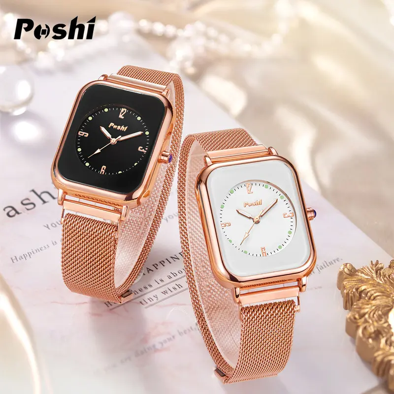 (002 harga telah diganti, cepat beli) POSHI Mesh Belt Jam Kuarsa Jam Tangan Fashion Wanita Gratis Ongkos Kirim Quartz Watch Women PS937 4