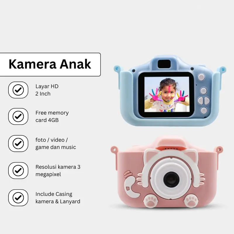 Kamera Anak Mini Digital Layar HD Megapixel Kids Camera Child Toys for  Birthday Gift Foto blue