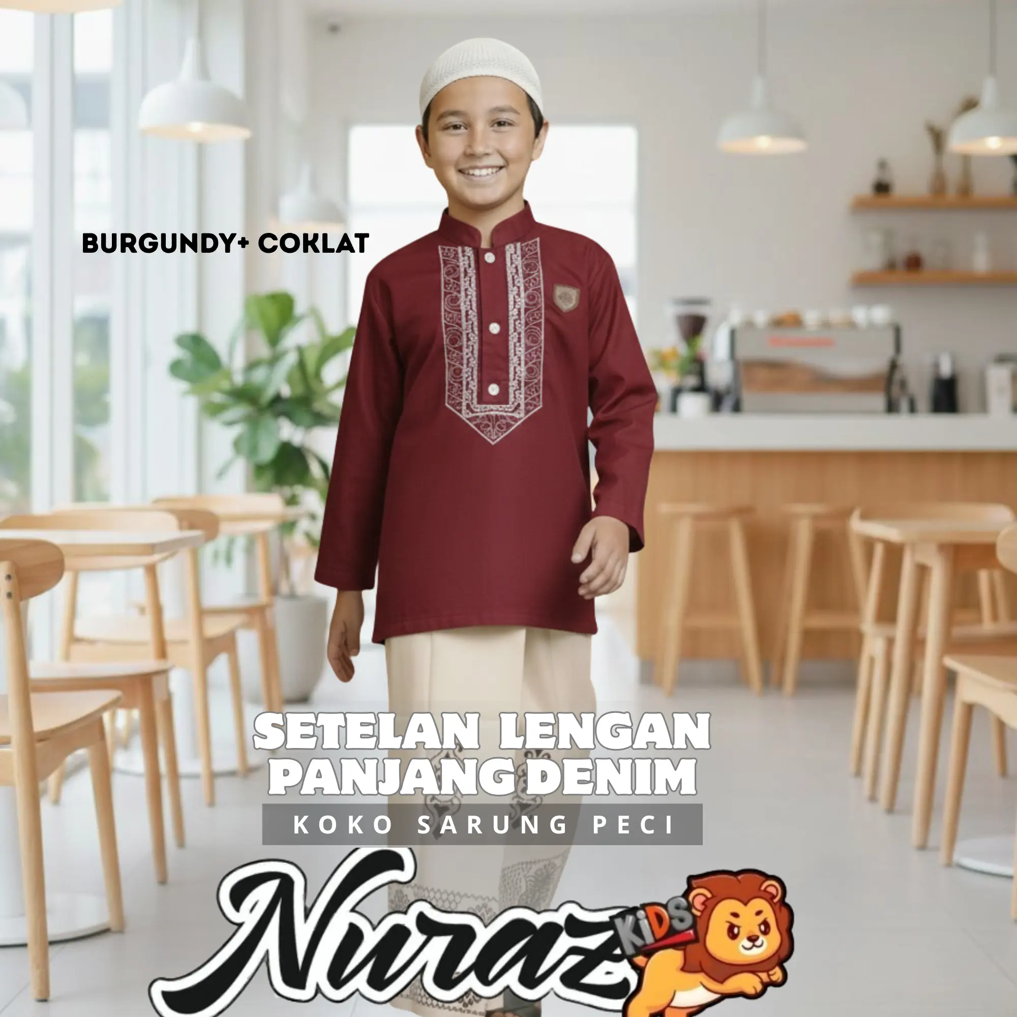 KOKO BURGUNDY+ SARUNG COKLAT
