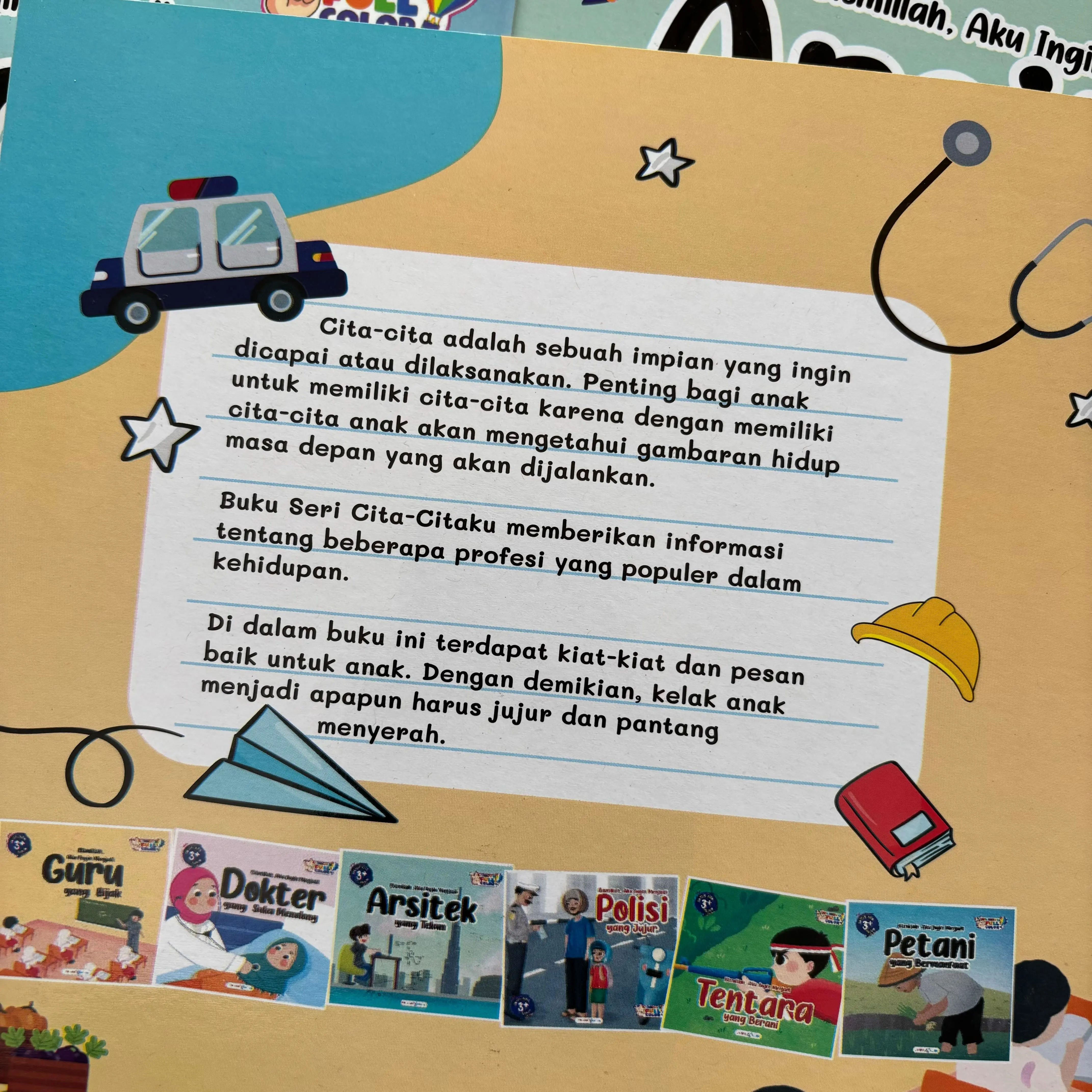 PAKET 6 BUKU - Anak Seri Profesi - Bismillah Aku Ingin Menjadi : Arsitek, Guru, Tentara, Polisi, Petani, Dokter (Bilingual Full Color)