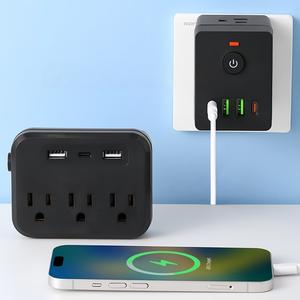 ミニキューブ電源タップ、3面マルチコンセント（ON/OFFメインスイッチ付き）、USB-Aポート2口・Type-C急速充電ポート2口、家庭用・オフィス・寮・デスクトップ向けのコンパクトポータブル旅行用電源タップ