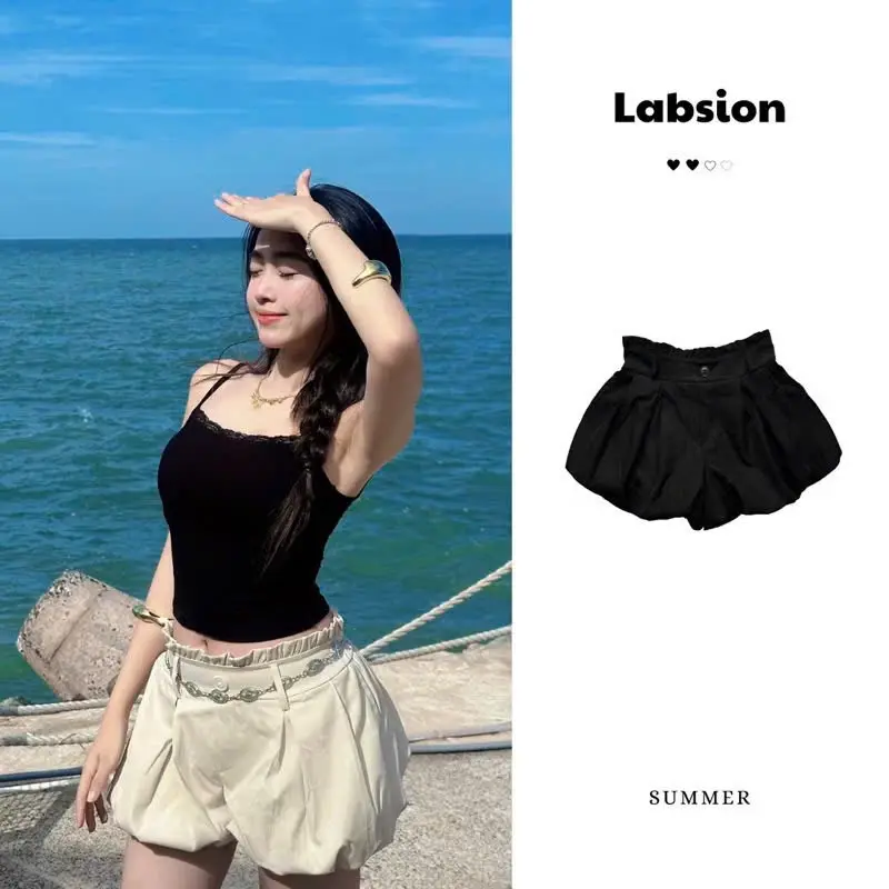 [LABSION] Quần đùi bí y2k có lót trong chất kaki form bông xoè- HÀNG MAY KỸ CÔNG TY SX