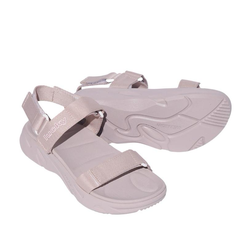 Giày Sandal Nữ Đế Bằng Lucky QB13 Ver.1 Thời Trang Êm Ái Màu Nâu Nhạt 0
