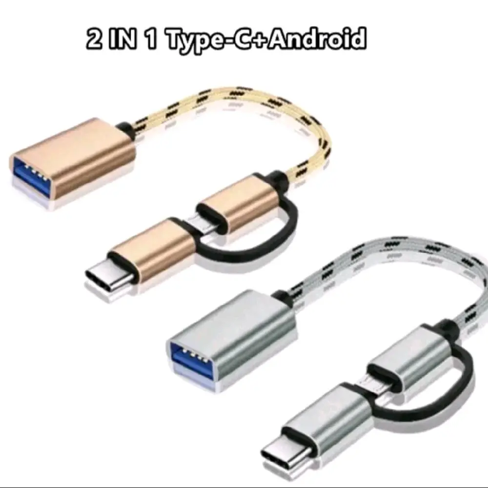 Kabel OTG 2in1 Type C / Micro USB Multifungsi Bahan Besi Metal Storage
