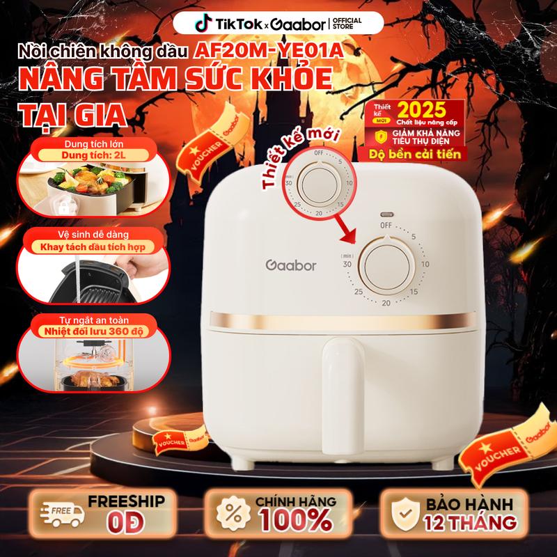 Flash Sale | Nồi chiên không dầu Gaabor AF20M-YE01A dung tích 2 lít dùng cho 1 người công suất 900W nóng nhanh nhỏ gọn xịn xò nồi chiên Nấu ăn cooker noi chien gaabor nướng lò nướng air fryer