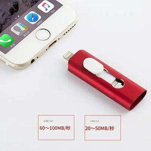 iPhone用写真スティック、高速USB 3.0メモリーストレージ、OTG 3-IN-1フラッシュペンドライブ、タイプCアダプター付きAndroidスマホ/PCなど対応