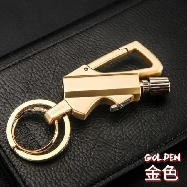 Mancis Pemantik Gesek Honest BCK2 Flint Starter Carabiner Windproof - Gold