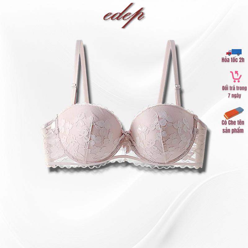  Áo Lót Nữ Ren Gấm Nâng Ngực Tạo Khe Có Chân Đệm Mút Mỏng 1.5cm Thông Hơi Cao Cấp EDEP 813 