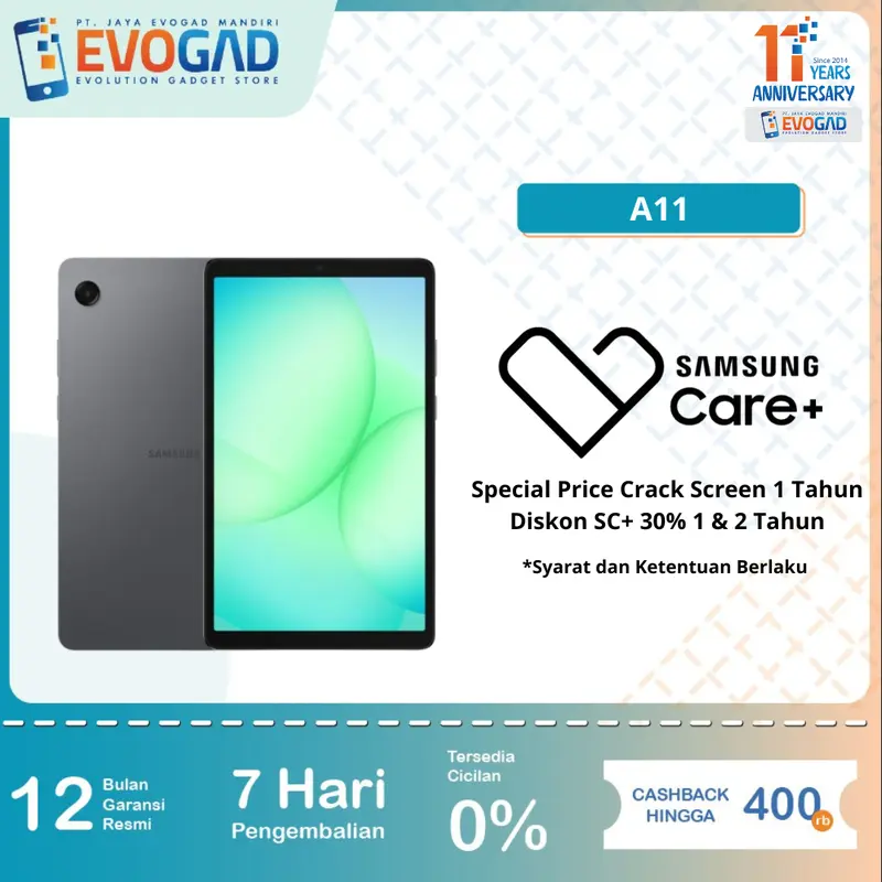 Samsung Galaxy Tab A11 4/64GB dan 8/128GB Helio G99, 5500mAh 15W | Garansi Resmi SEIN 1 Tahun