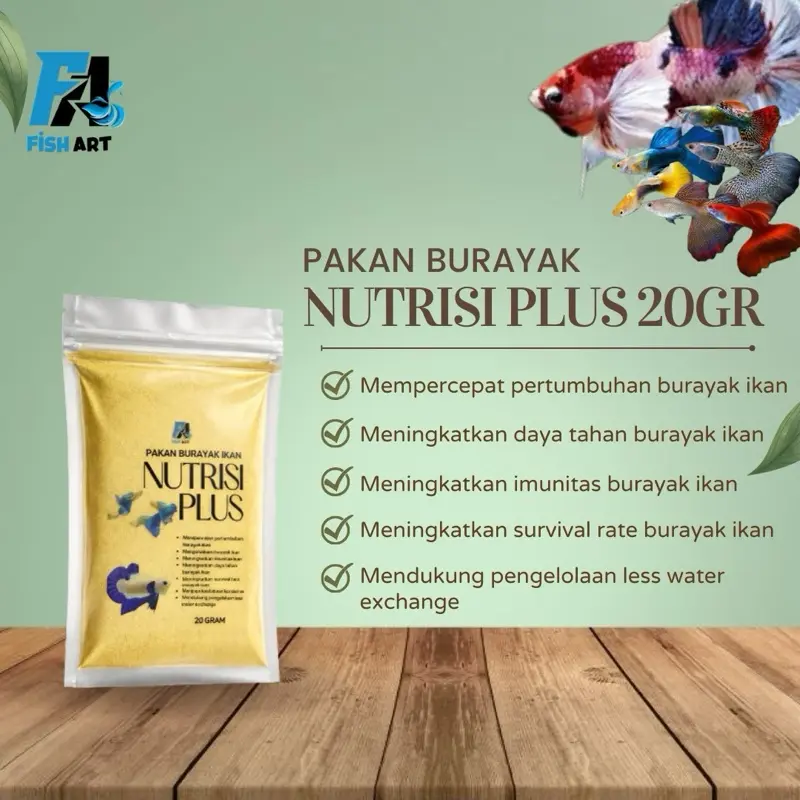 Fish Art • Nutrisi Plus 20Gram Pakan Burayak Cupang dan Ikan Hias Lainnya