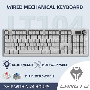 LANGTU LT104 Logo Screen 5Pin HotSwappable Knob volume control White Wired Mechanical Keyboard