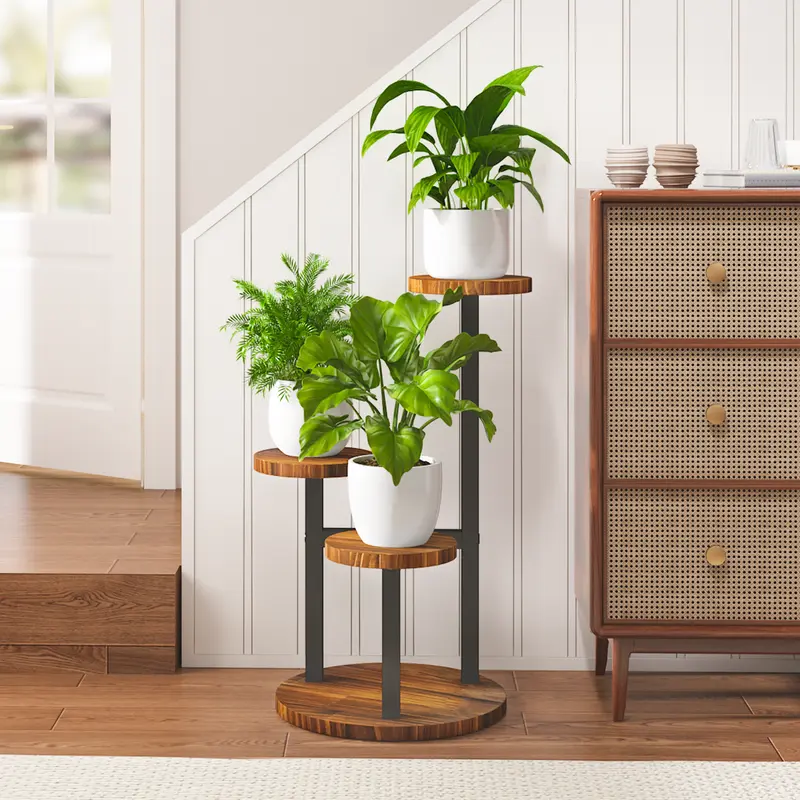 Bamworld Plant Stand Indoor Tiered Small Metal Plant Shelf for Multiple Plants 3 Potted Corner Flower Stand for Patio Garden Balcony Living Room Bedroom(3 Tier) 0