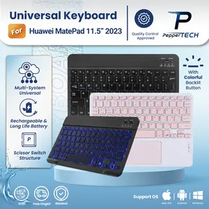 Keyboard Backlit RGB Touchpad For Huawei MatePad 11.5" 11,5 Inch 2023 Keyboard Tablet Wireless Bluetooth Android iOS Windows Keyboard Mechanical Universal Tab Aksesoris Hitam Pink