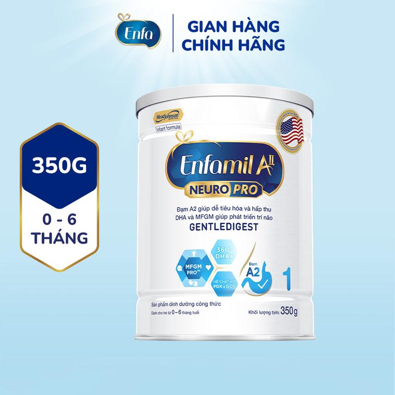 Sữa bột Enfamil A2 Neuropro 1 giúp dễ tiêu hóa hấp thu cho trẻ từ 0-6 tháng tuổi – 350g lon