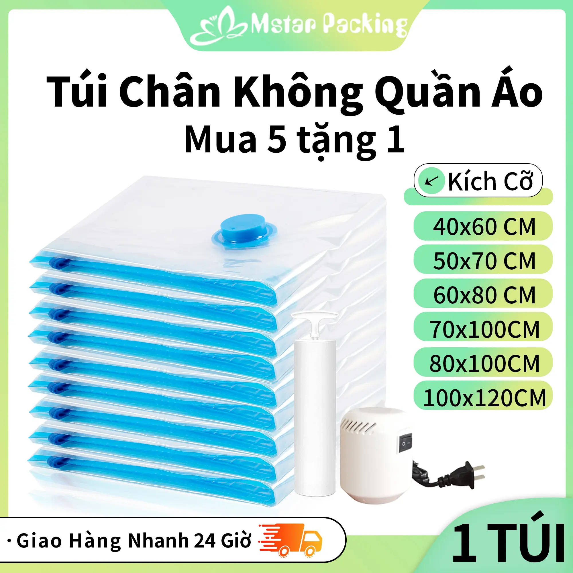 Túi hút chân không đựng quần áo, tái sử dụng nhiều lần, túi đựng chăn màn mền gấp gọn, chống mốc
