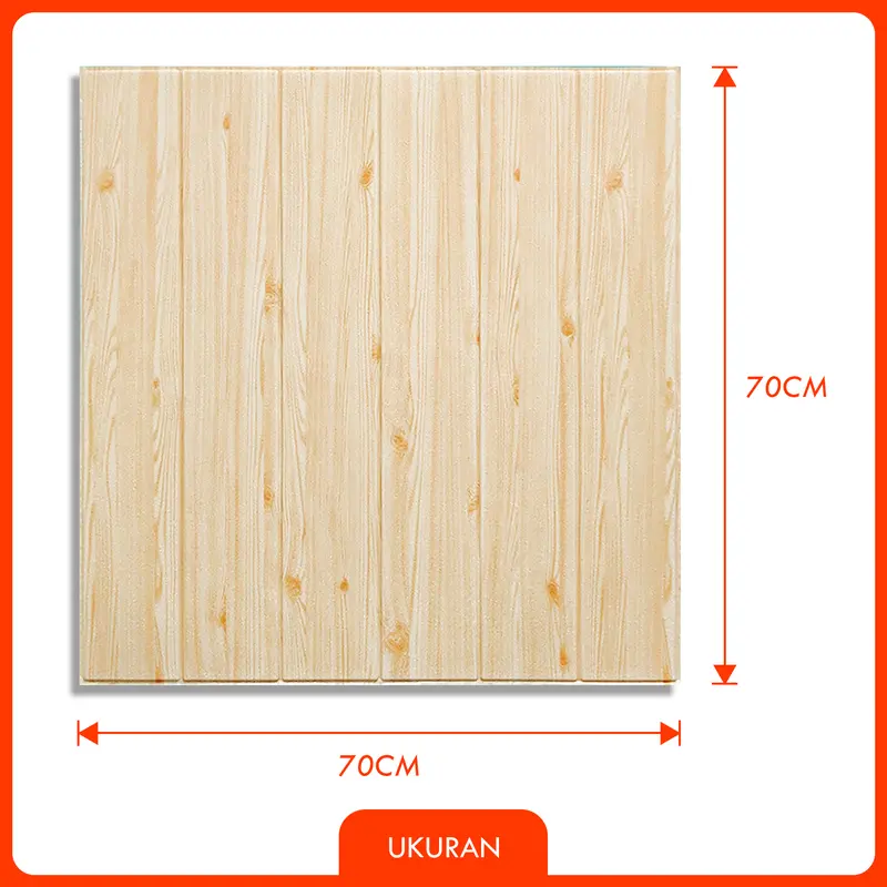Wallpaper Dinding 3D Motif Kayu Wood Foam - Ukuran 70cm x 70cm, Anti Air dan Anti Noda 7