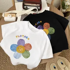 Korean style flow baju kaos anak motif flow T-shirt 100% cotton combed sablon DTF Anti Luntur Premium