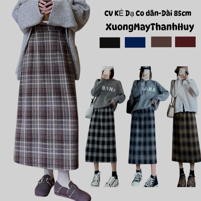 DEAL MỞ BÁN Chân Váy Dạ Dài Thu Đông Váy Dáng Suông Chất Dạ Hàn Co Dãn_HM 888