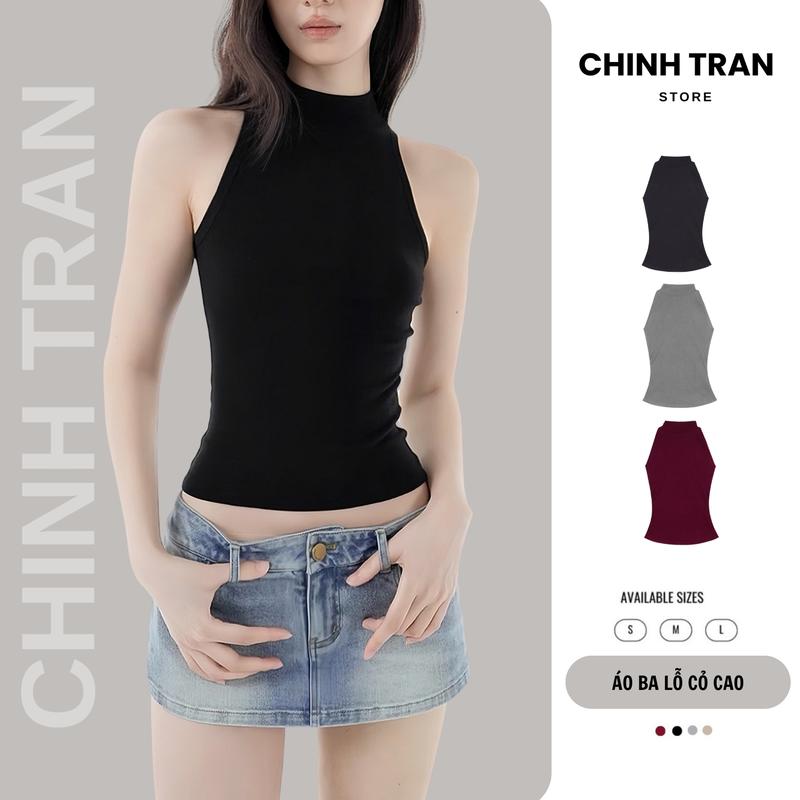 Áo Ba Lỗ Nữ Cổ Cao Ôm Body Chất Thun Cotton Mịn Mát Nữ Tính Nhiều Màu Basic
