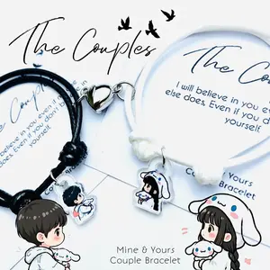 The Couples Gelang Couple Magnet Liontin BOY & GIRL CINNAMON Couple Lucu Kekinian Sepasang | Couple Bracelet | Gelang Couple Pasangan dan Bestie Tali Gelang Viral Gelang Aesthetic