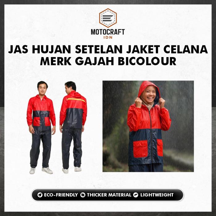 Gambar JAS HUJAN Stelan Jaket Celana Merk Gajah Bicolour Awet Promo TERMURAH - Ungu dari Motocraft IDN Kab. Tangerang Tokopedia