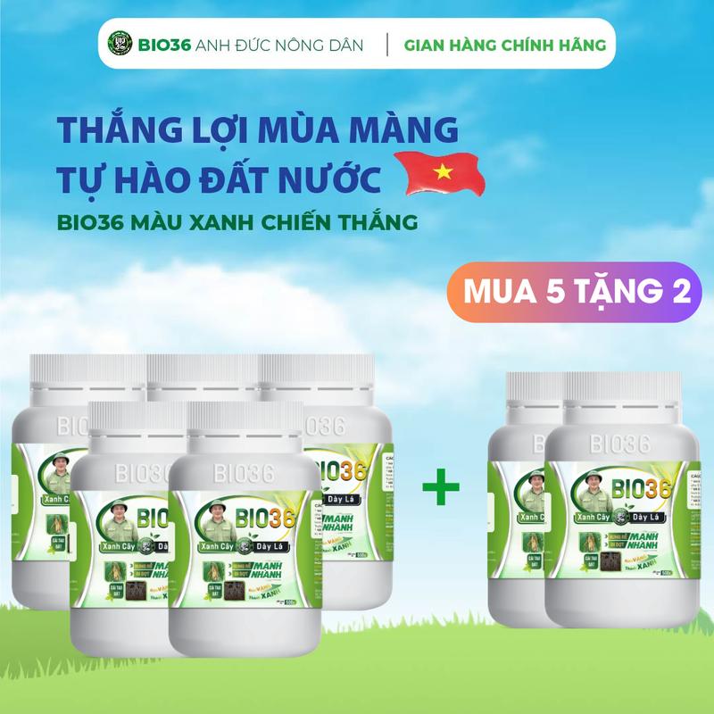 Combo 5 Hũ Phân Bón Bio 36 TẶNG 2 Hũ Bio 36 Kích Rễ - Bung Rễ Mạnh Đi Đọt Nhanh