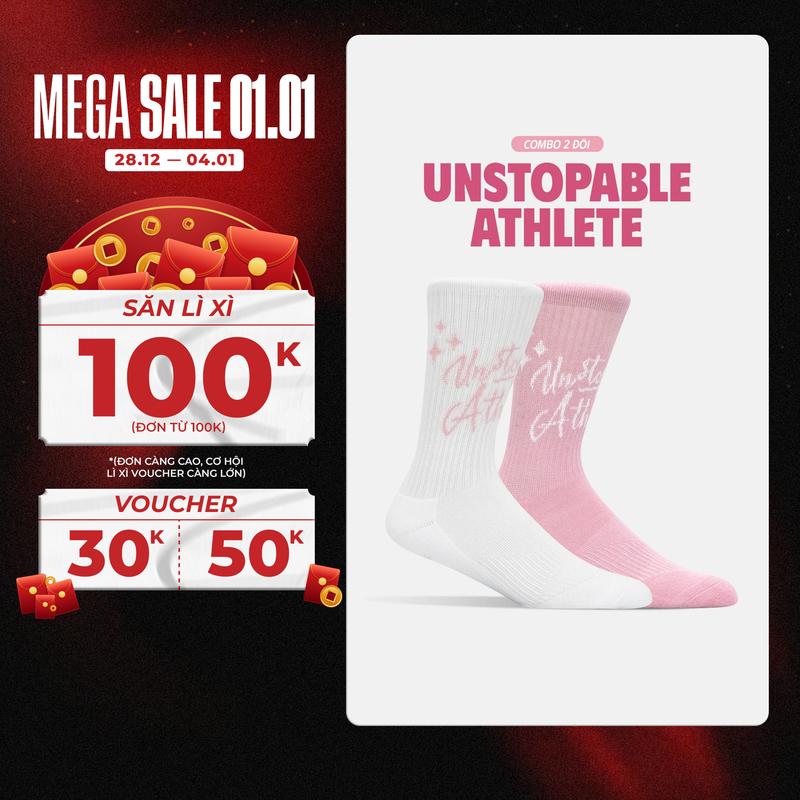 Set Tất Thể thao Redikick Unstopable Cotton Cổ cao Có đệm Chống Hôi Chân Vớ Bóng Rổ PickleBall Bóng Đá Chạy Bộ