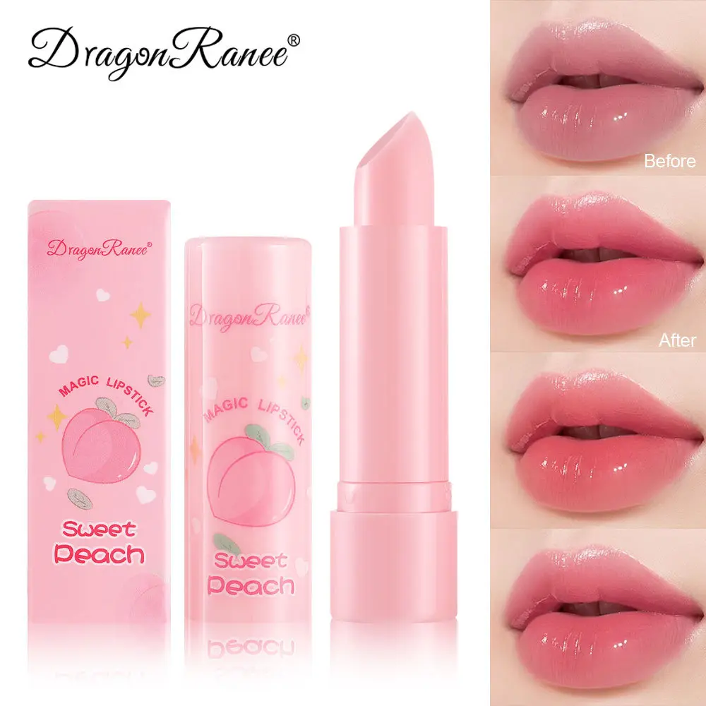 Son Dưỡng Môi Đổi Màu, Dưỡng Ẩm, Dành Cho Nữ, Kết Cấu Trái Cây Và Ấm Áp, Với Màu Hồng Đào, Son Môi Dạng Thạch