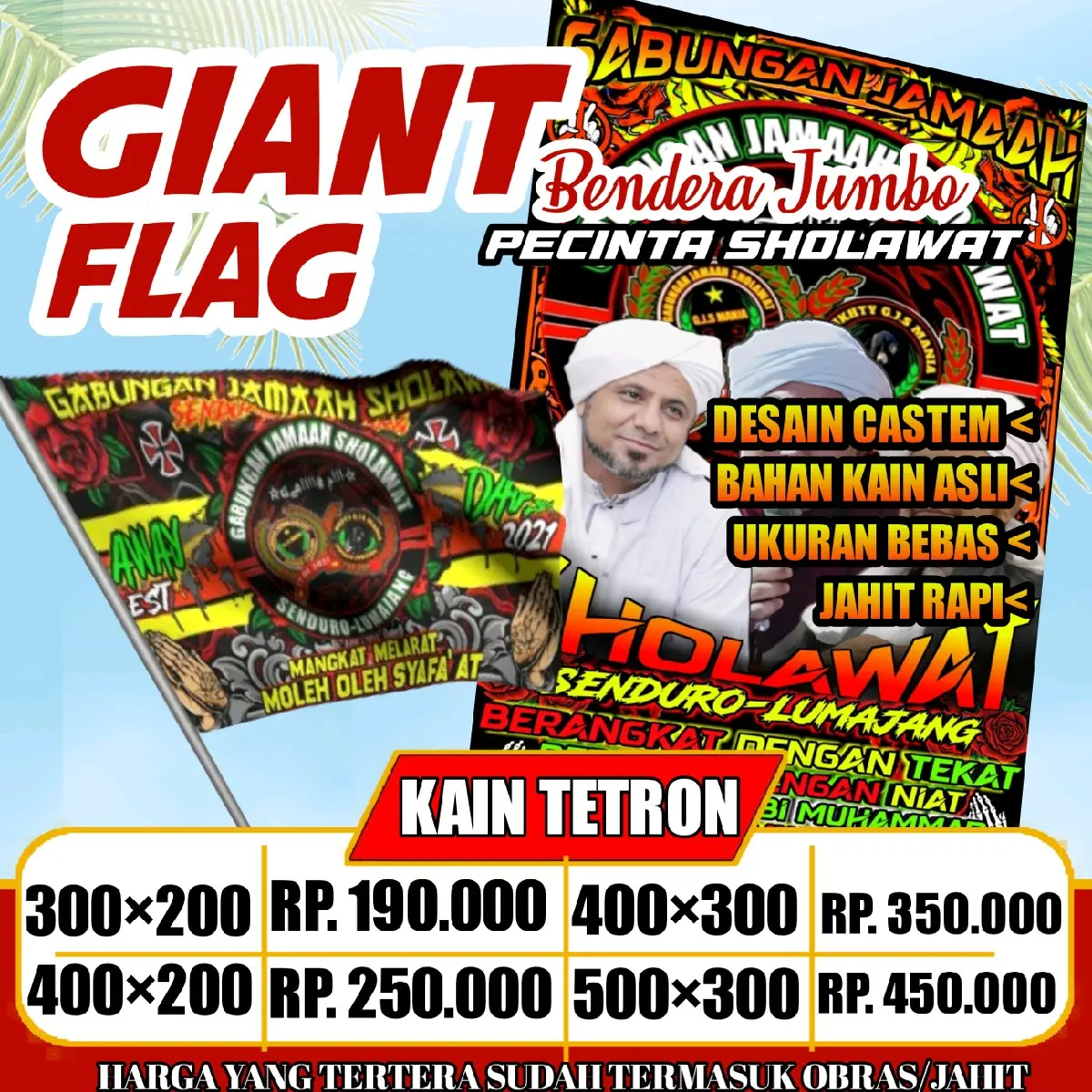cetak Bendera Giant flag khusus pecinta majelis sholawat
