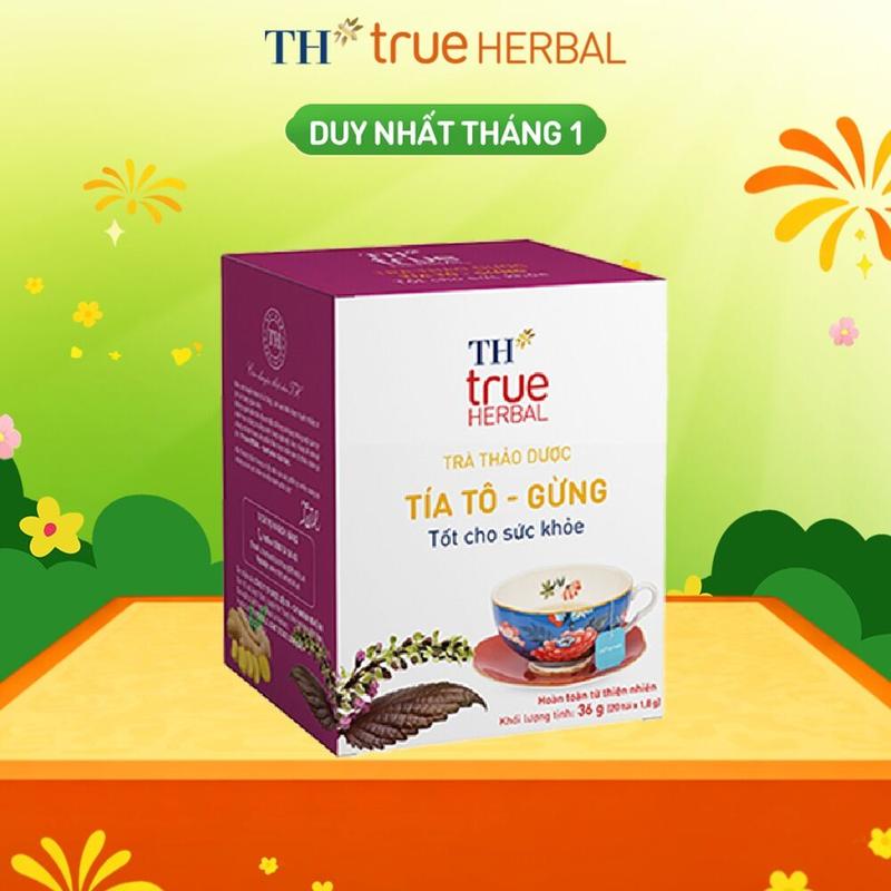 Hộp trà thảo dược TH true HERBAL Tía tô – Gừng 20 gói
