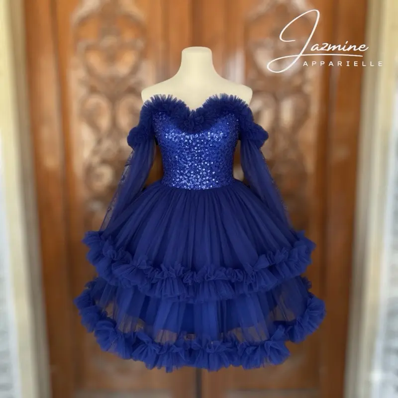 strapless open back dress Strapless Long Glitter Prom Dress with Side Sash– PromGirl