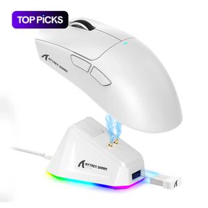 ワイヤレスゲームマウス、充電式RGBライティングマウス、充電ベース付き、ゲーム&オフィス用の光学センサーマウス