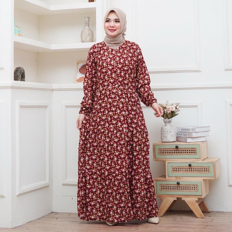 SAKURAN DRESS // GAMIS MOTIF RAYON PREMIUM // DRESS MUSLIM TERBARU BUSUI FRIENDLY 4